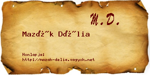 Mazák Délia névjegykártya